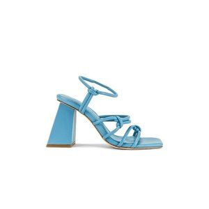 Song of Style Noelle Heels Blue Leather Block Heel Strait Revolve 7.5 NIB $198